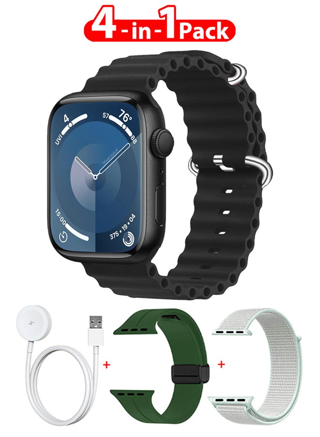 Compare Smart Watch Fitness Tracker 44mm for Android and Ios with 3 Replacement Bands and Charging Cable  Multicolour11 at KSA Price