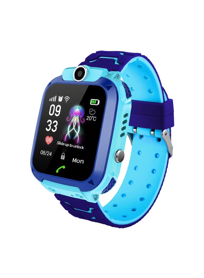 Compare Q12 Childrens Smart Phone Watch Student Deep Waterproof Camera Monitoring Tracker Positioning Phone Watch Blue at KSA Price
