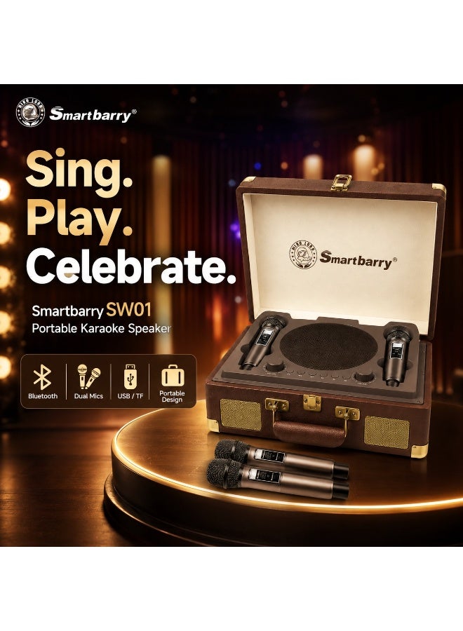 SW01 Karaoke Machine with 2 Wireless Microphones,…