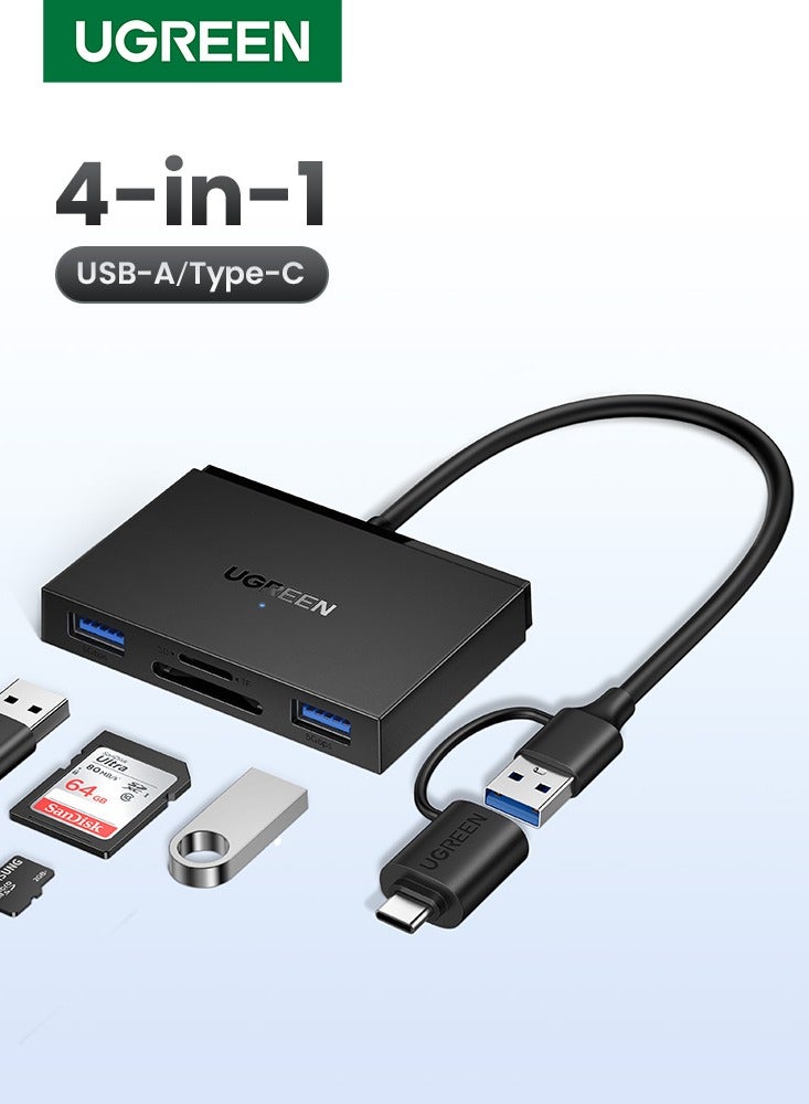 Compare 4 IN 1 USBCUSBA Card Reader Fullfeatured USB 3.0 & Dual Slot Memory Card Adapter Ports 5Gbps 2TB For SD Micro SD Compatible With Printer USBstick Mouse Keyboard iPhone Samsung Laptop Black at KSA Price