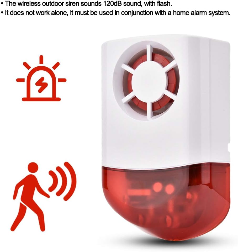 Compare Smart Wireless 120dB Acoustooptic Security Alarm System Outdoor Siren Home Security Equipment Strobe Alarm Durable Reliable for Your Home Farm Office433MHZ US at KSA Price