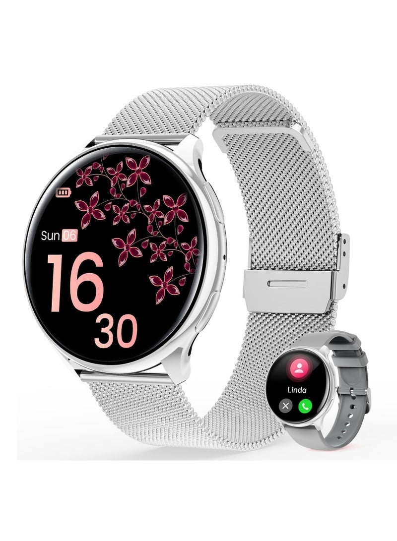 Compare Smart Watch for Women, 1.39 Fitness Watch with HRBPSpO2 Monitor, Female Cycle Tracking, IP67 Waterproof, 113 Sport Modes for Android & iPhone Silver at KSA Price