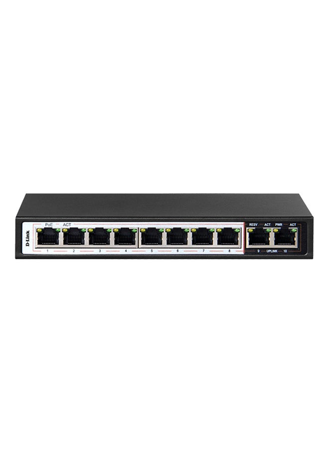Compare 10Port PoE Switch with 8 Long Reach 250m PoE Ports and 2 Uplink Ports Black at KSA Price