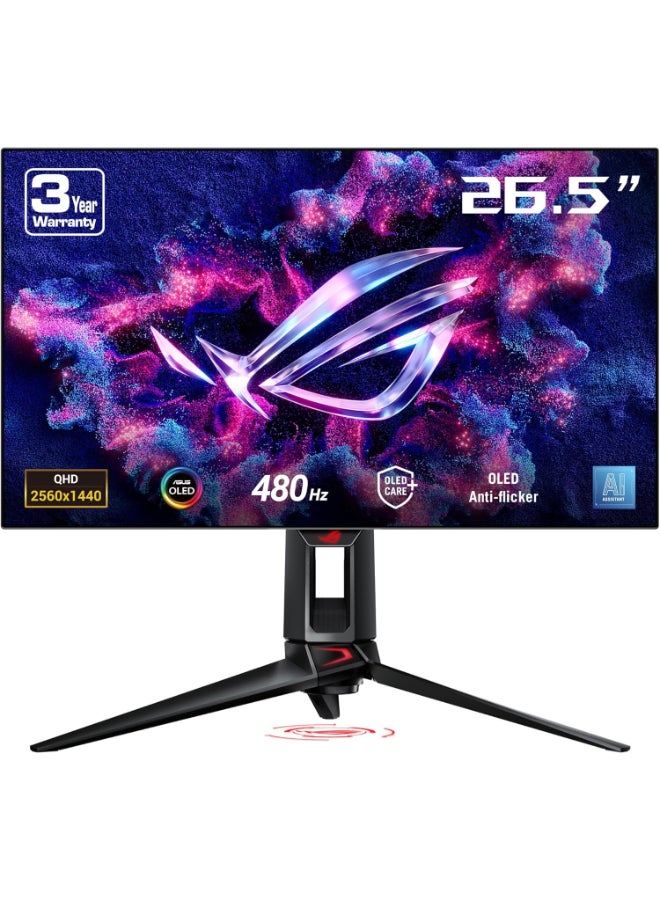 Compare ROG Swift PG27AQDP 26.5 QHD Premium OLED Gaming Monitor, 480Hz Refresh Rate, 0.03ms Response Time, FreeSync & GSync, 1.5M 1 Contrast Ratio, 10Bit 1.07B Colours, AI ASSISTANT, PG27AQDP Black at KSA Price