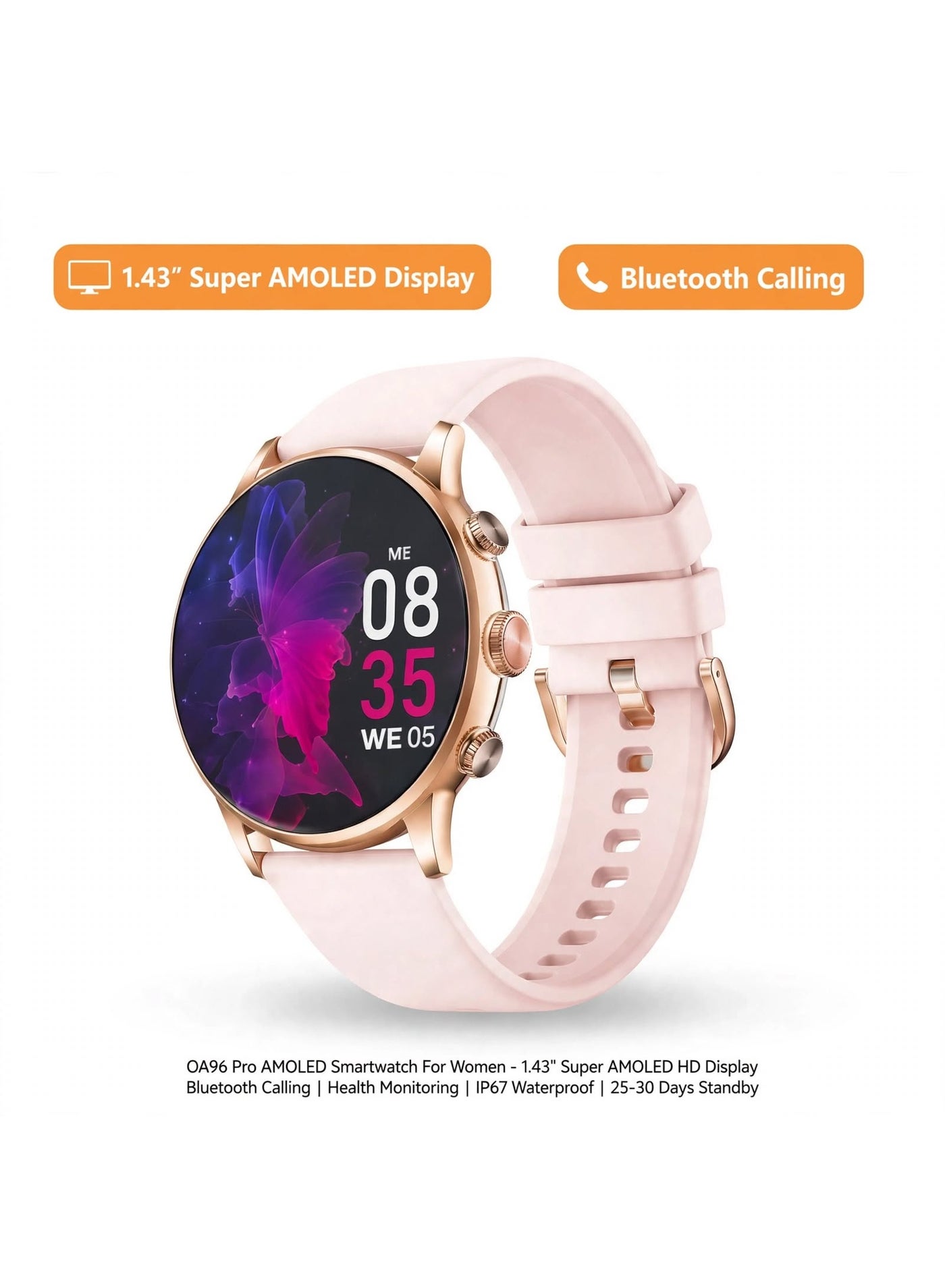 OA96 Pro AMOLED Smartwatch For Women - 1.43