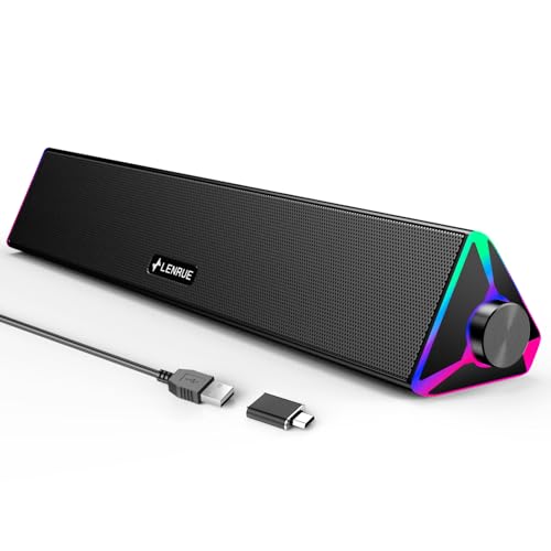 Compare LENRUE Computer Speakers for Desktop,PC Speakers with Single USB for Power and Stereo Sound,Touch Lights Gaming Speakers Sound bar for Desktop PC Monitor LaptopUSBC Adapter Included at KSA Price