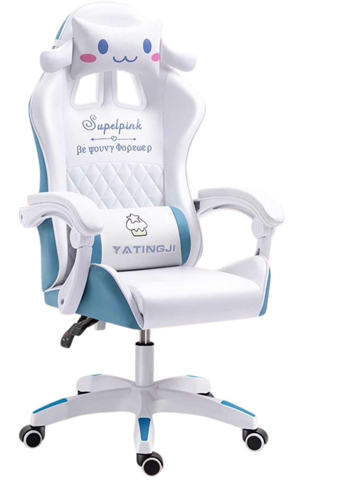 White & Blue Cartoon Gaming Chair Ergonomic Comfort…