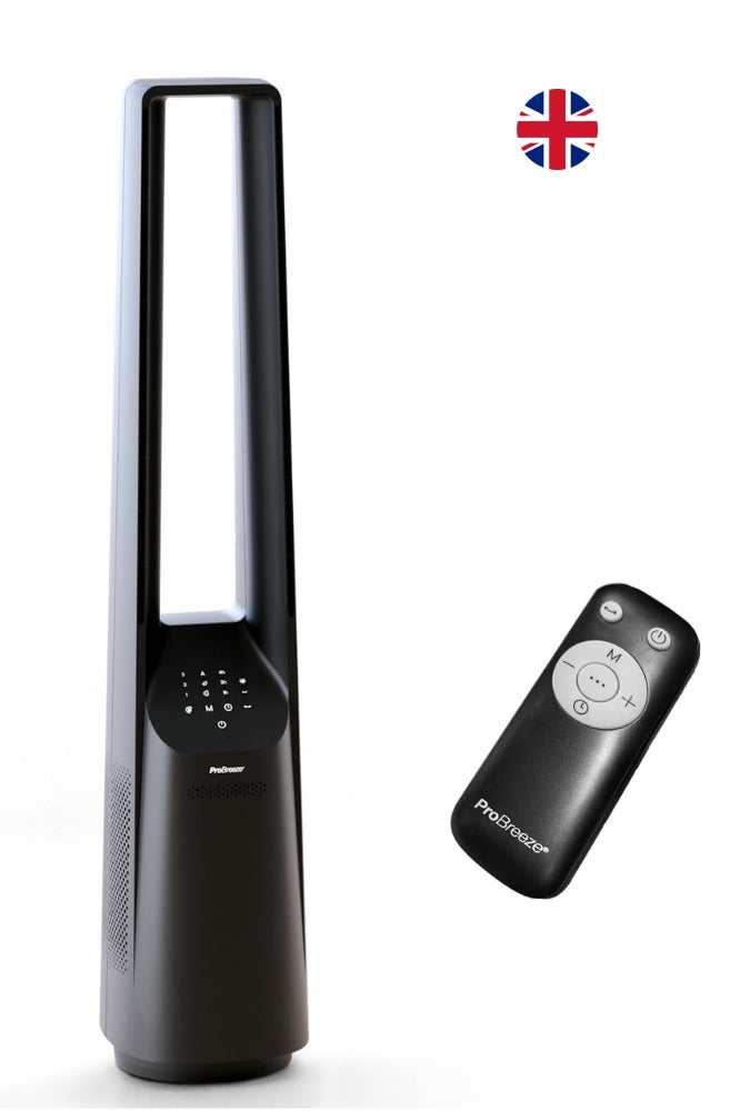 Compare 40 Inch Bladeless Tower Fan with Dc Motor , Ultra Quiet Remote Control, Led Display, 6 Speeds, 5 Operation Modes, 60 Degree Automatic Oscillation and 7h Timer Proudly Designed  in the UK at KSA Price