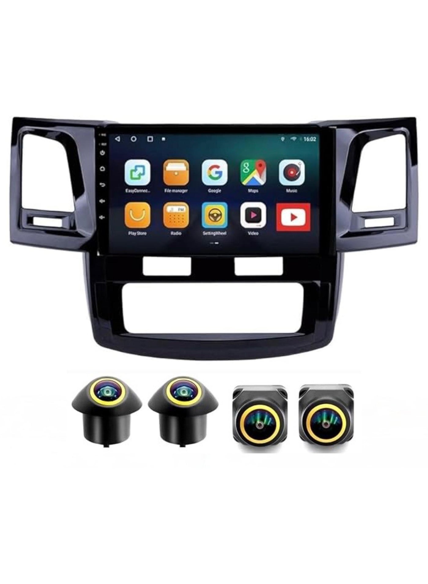 Compare Android Car Stereo for Fortunerhlux 20072015 4GB RAM 64GB ROM Support Carplay, MLink WiFi BT, Radio GPS, 9 Inch IPS.QLED, Fast interface, Touch Screen with 360D Camera Included BLACK at KSA Price