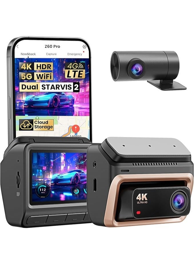 DDPAI Z60 Pro Dual Dash Cam 4K + 1080P…