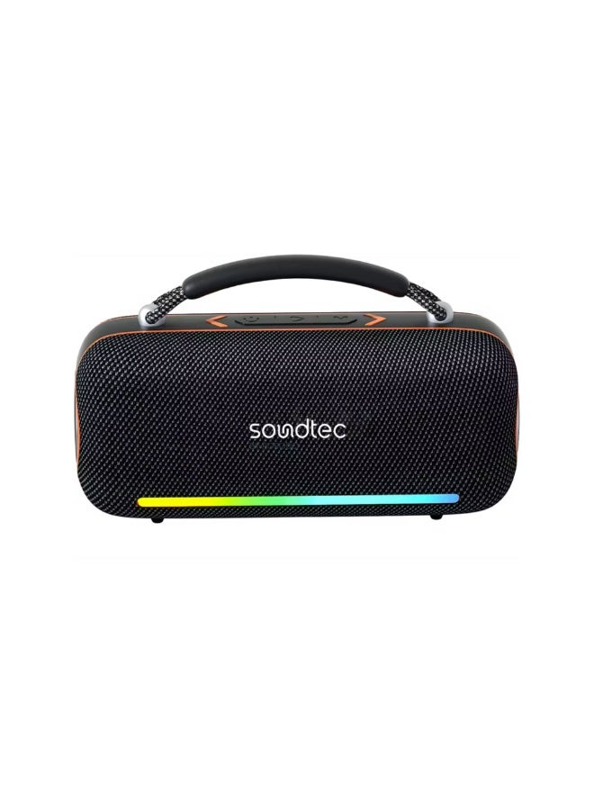 Compare Sonify Portable Wireless Speaker with Grip Handle, 4000mAh Battery, 30W Output Power, Bluetooth Version 5.3, USBC Charging Interface, Up to 5.5 Hours Play Time, RGB Lights, High Fidelity Sound  Black at KSA Price