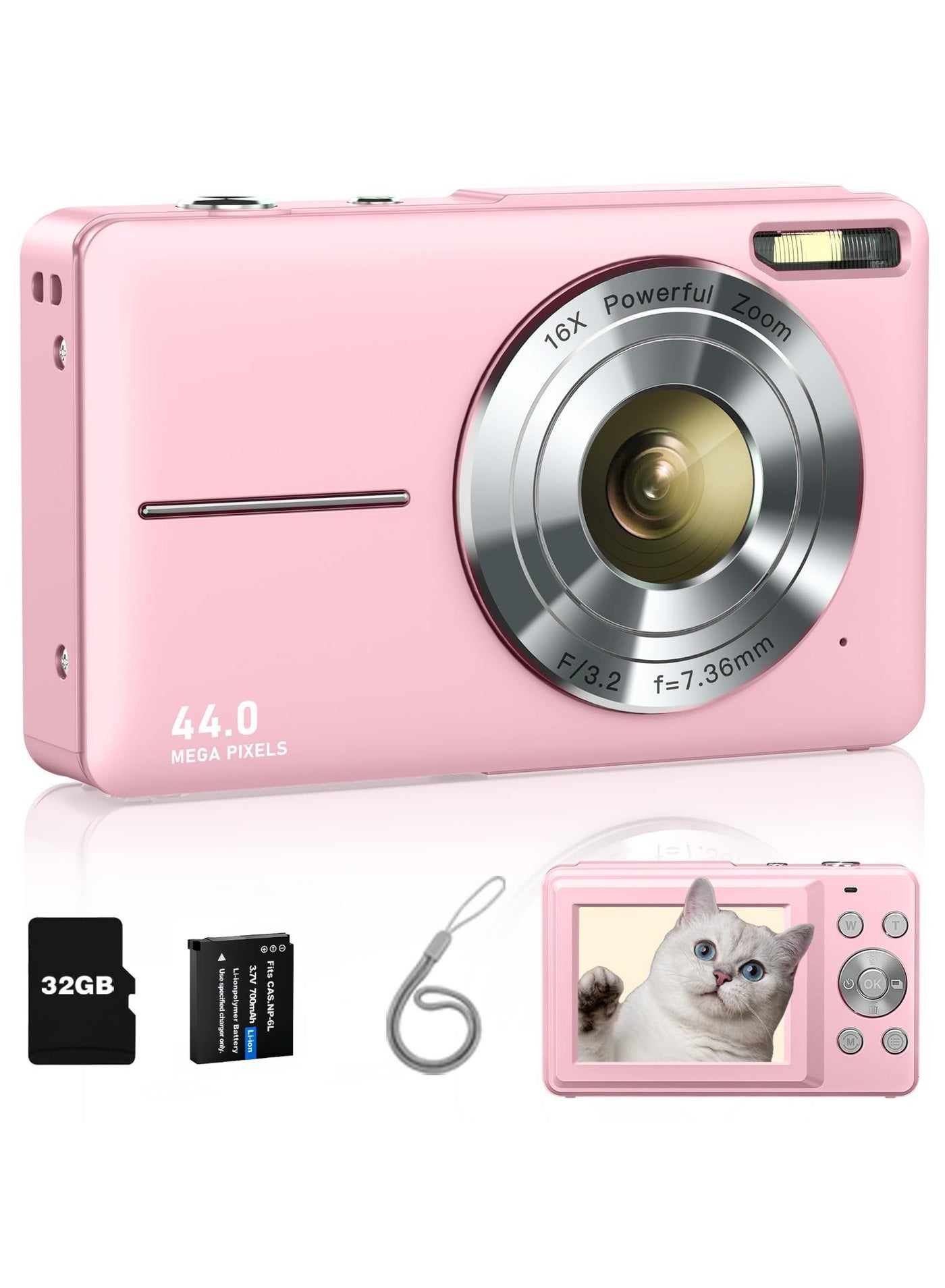 Digital Camera, FHD 1080P Kids Camera 44MP Point…