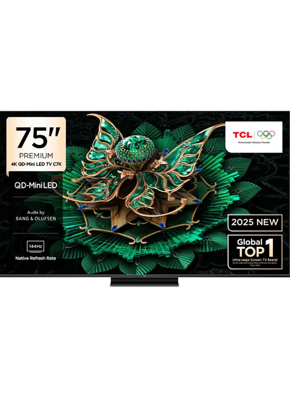 Compare 75 Inch Smart TV 4K QLED, Google TV, HDR 3000 nits CrystlGlow HVA Panel, 144Hz, Quantum Dot Tech, AiPQ Pro Processor, IMAX Enhanced Audio, Ultra Slim Design2025 Model 75C7K BLACK at KSA Price