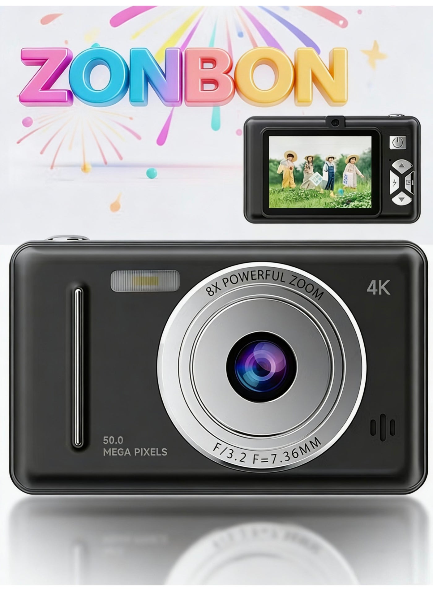 Compare 4K Digital Camera – 50MP CCD?Kids’ Camera Point and Shoot with 8X Zoom, Includes 32GB SD Card – Ideal for Children & Beginners at KSA Price