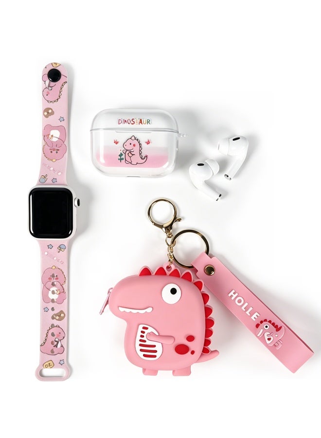 Compare 3in1 Wireless Bluetooth Set, Cute Cartoon Dinosaur Digital Watch, Bluetooth Earphones with Case and Dino Pouch Keyring, Kawaii Gift for Kids & Teens Pink at KSA Price
