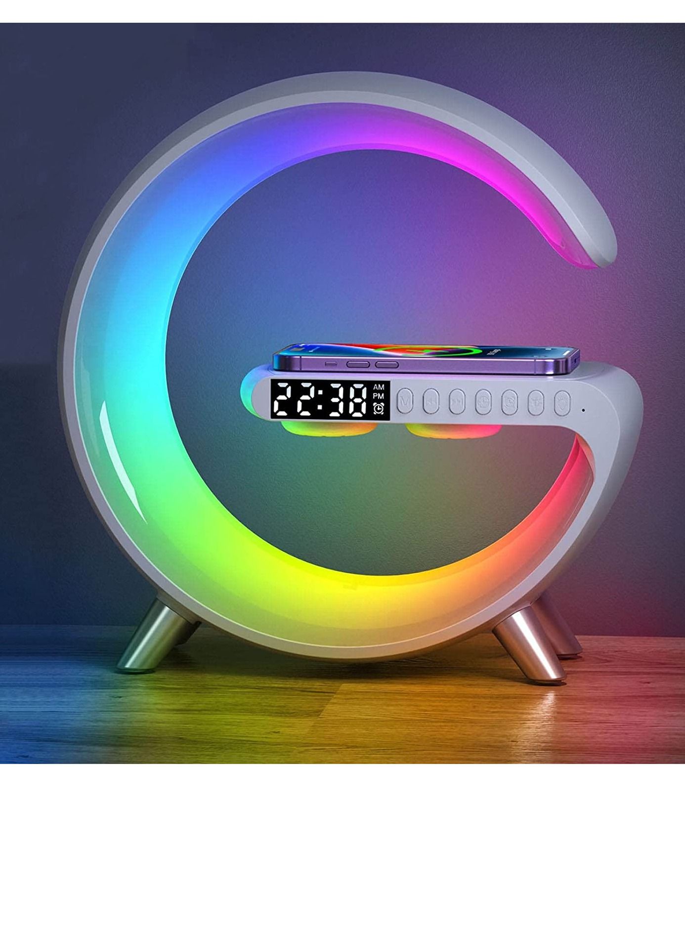 Compare Smart Atmosphere Lamp Bluetooth Speaker Wireless Charger Alarm Clock at KSA Price