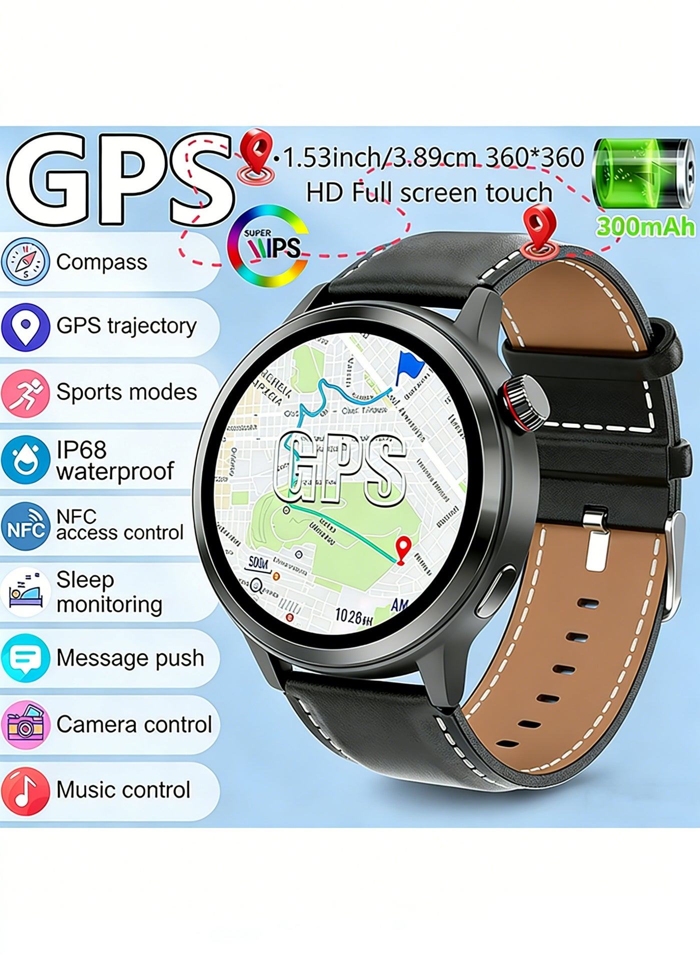 Compare Mens Smart Watch Outdoor Multi Sport Mode 1. 53inch HD Screen 300mAh Battery Capacity Wireless Call Mens Watch, Fitness Tracker, Workout Companion, Sleek Smartwatch For Men at KSA Price