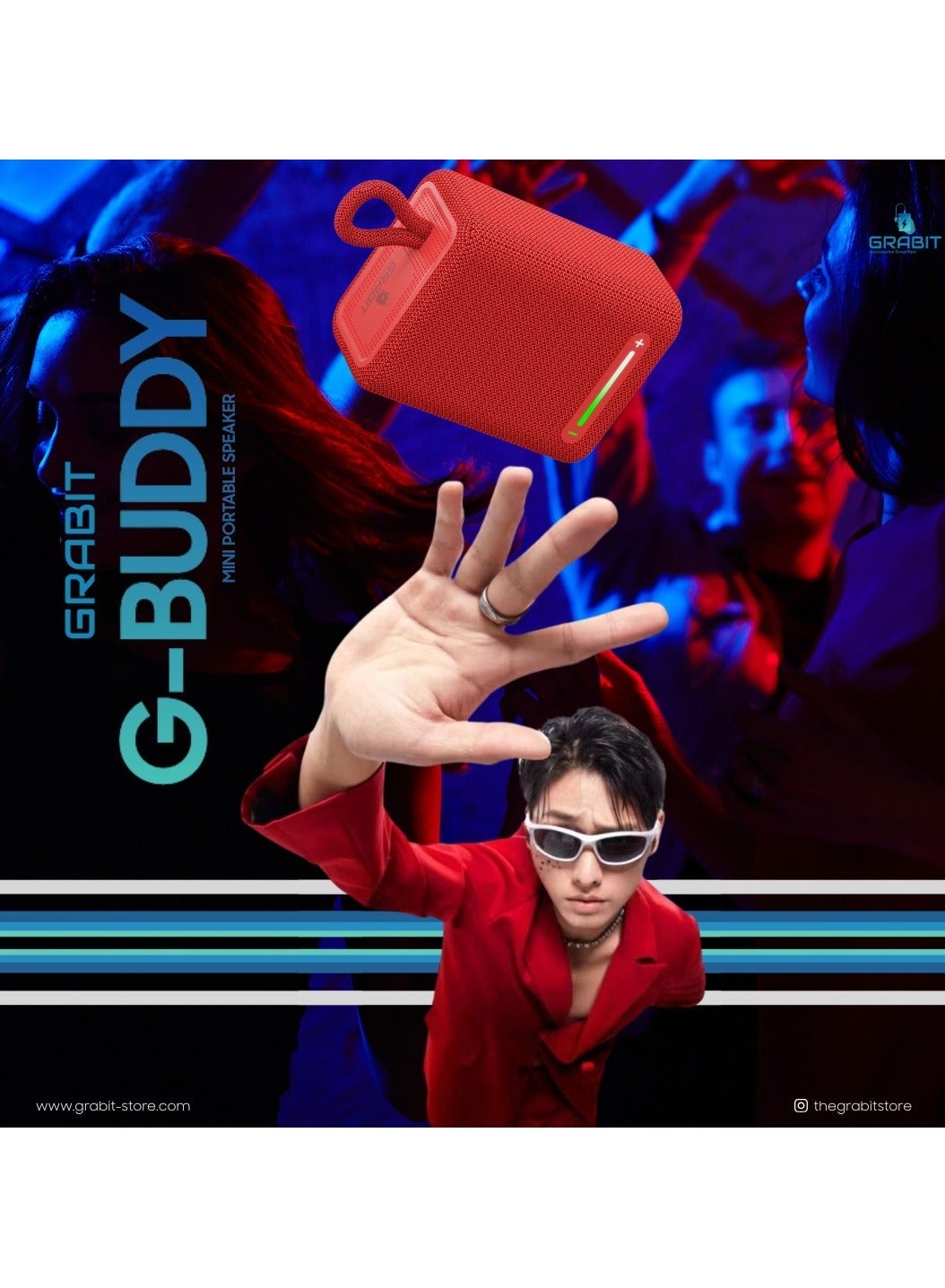 Compare GRABIT GBUDDY 5W Bluetooth Speaker – Compact, Durable, TWS, IPX6, Long Battery at KSA Price