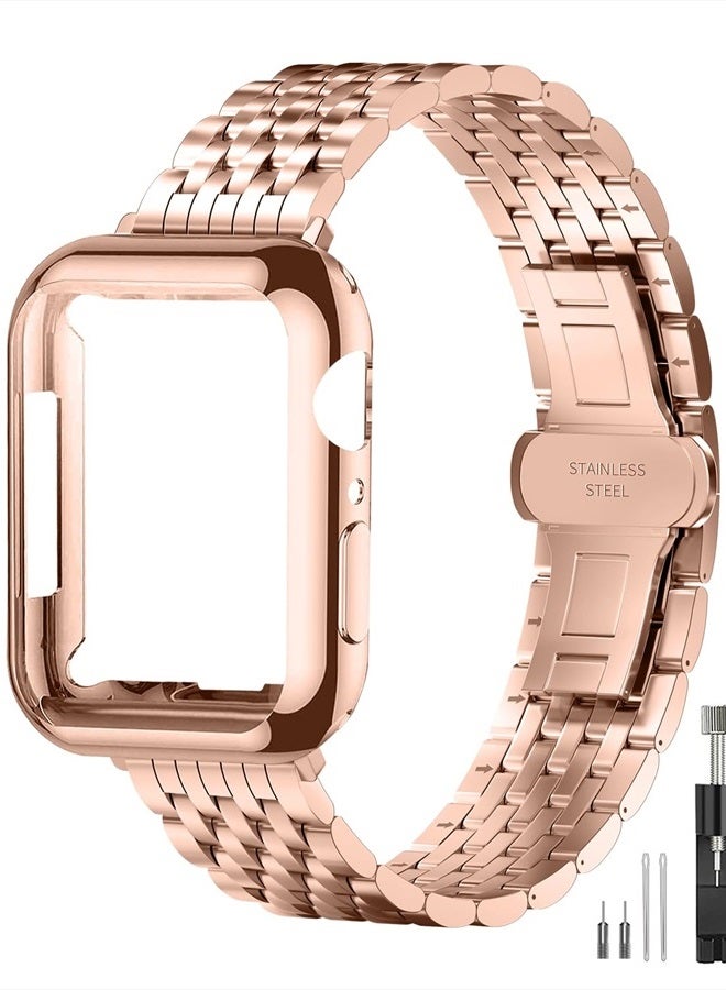 Compare for Apple Watch Band 40mm 41mm 38mm 45mm 44mm 42mm Series 8 7 6 5 4 3 2 1 SE SE2 Women and Men Watchband,Stainless Steel Metal for iWatch Bands 38mm 40mm 41mm, Rose gold at KSA Price