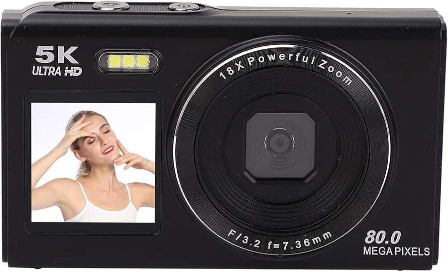 Vbestlife Dual Screen 5K Digital Camera 80MP 18X…