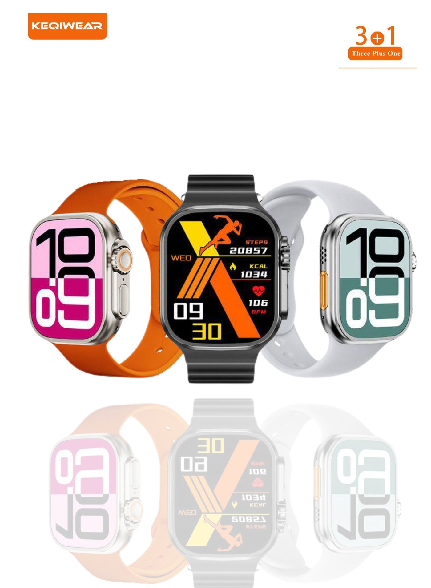 Compare Kiqiwear KW 23 Ultra 3 MultiFunction Smartwatch with GPS, Calling & Messaging | Health Manager | 3 Interchangeable Bands Silicone & Rubber at KSA Price