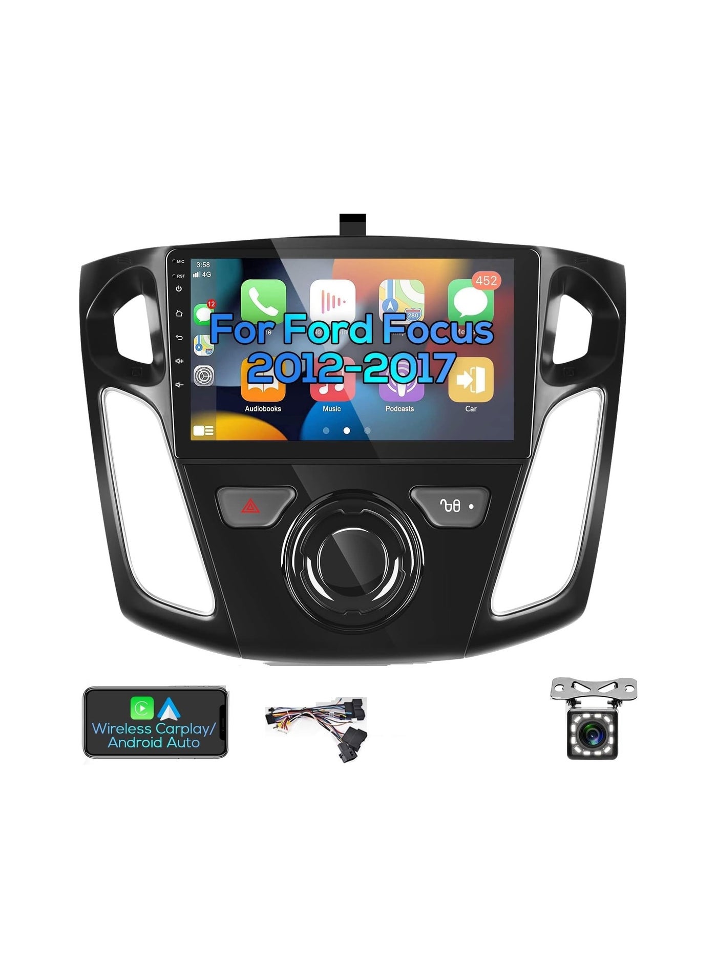 Compare Android Car Stereo for Ford Focus 2012 To 2018 6GB RAM 128GB ROM Support SIM Card, Apple Carplay, MirrorLink WiFi BT, Radio GPS Navigation, 9 Inch IPS Touch Screen with Backup Camera Included at KSA Price