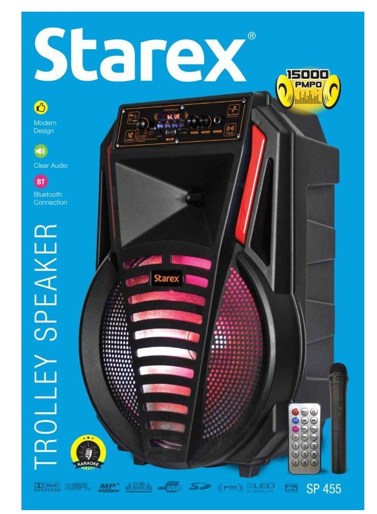Compare Starex 12 Trolley Speaker 2400?mAh Bluetooth TWS LED with Mic & Remote at KSA Price