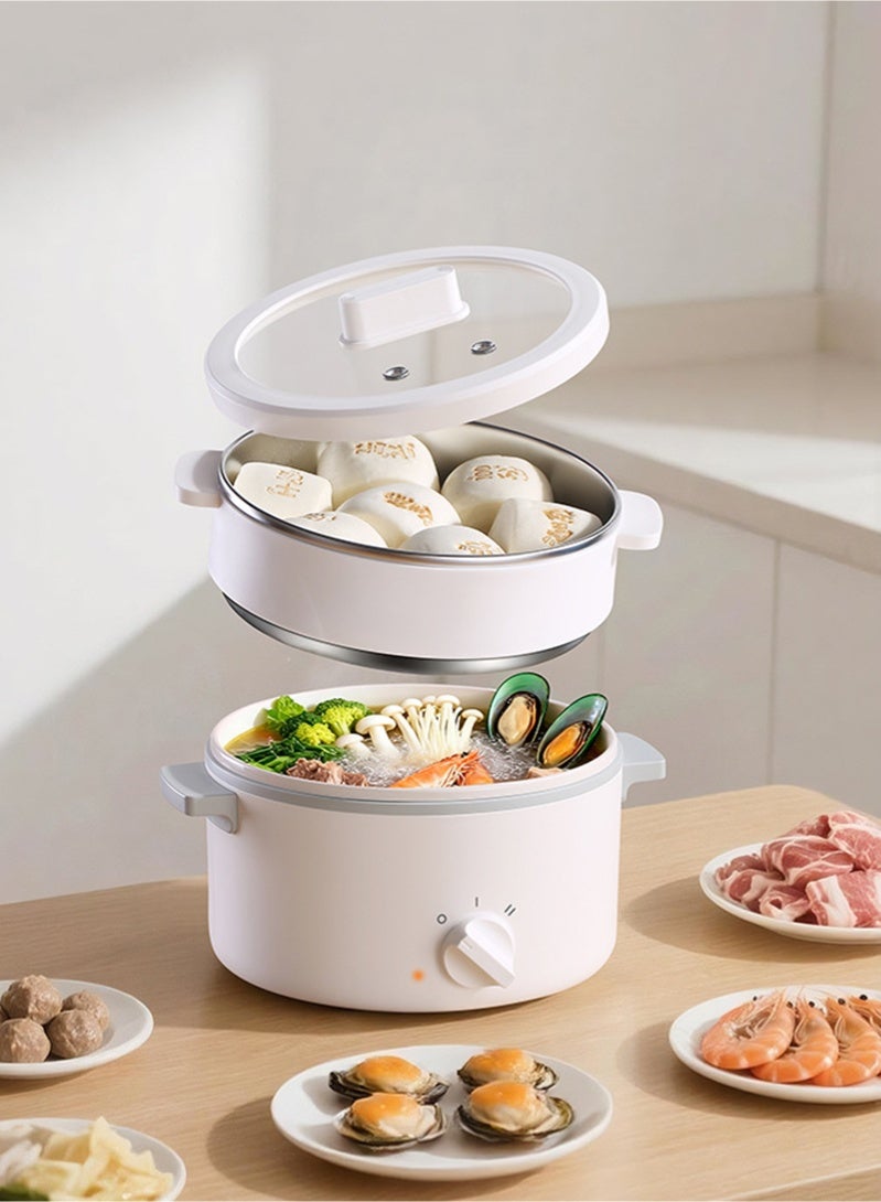 Compare MultiFunction Electric Cooking Pot 1.6L – 7in1 Hotpot, Steamer, Boiler & Pan with Stainless Steel Steamer Basket, Ceramic Coating, 2Gear Power Control 300W600W, Compact for Dorm, Office & Home at KSA Price