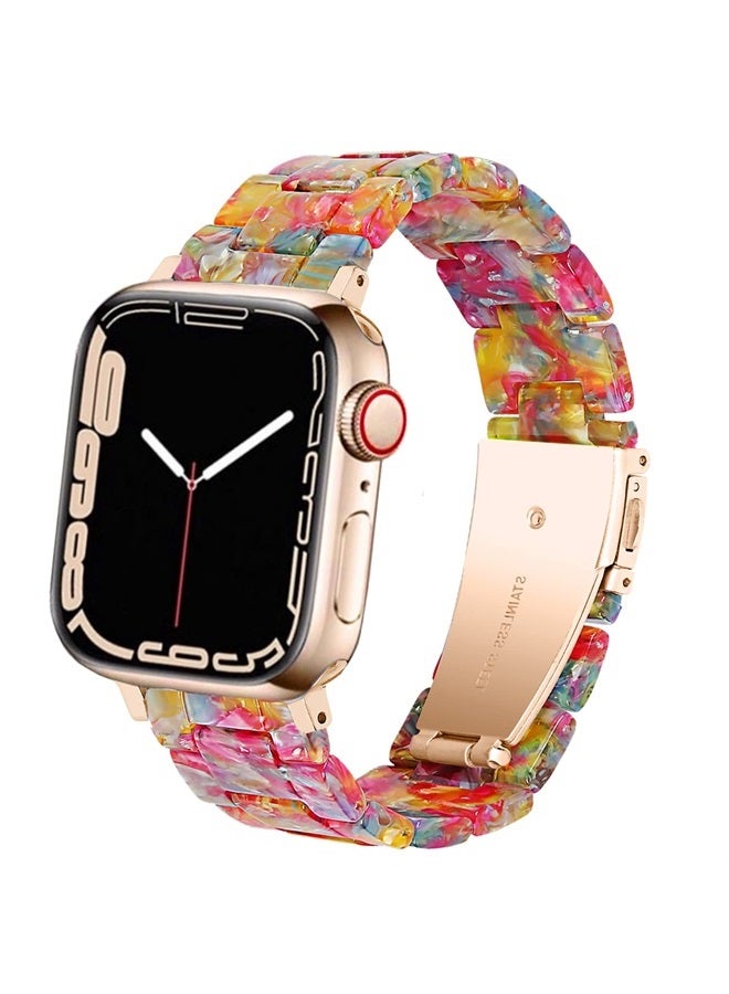 Compare Bands Compatible with iWatch 42mm 44mm 45mm 49mm, Colorful Resin Replacement Strap for Apple Watch Series 87  65  43  SEUltra Women Men, Rainbow Candy at KSA Price