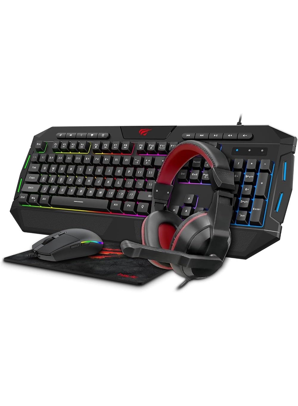 Compare 4 in 1 Gaming Keyboard Mouse Headset Combo, RGB Gaming Set with Gaming Mouse Pad, USB Gaming Keyboard & Mouse, Gaming Headset, PC Gamer Kit at KSA Price