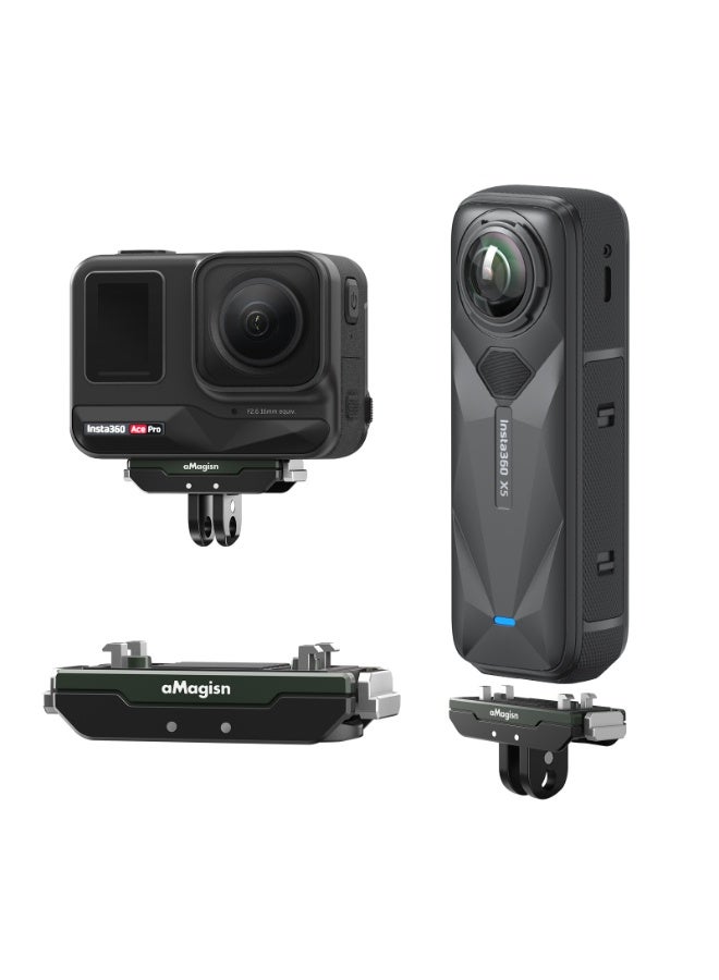 Compare Metal Magnetic QuickRelease Dual Interface Base Compatible with Insta360 X5Ace Pro 2 – Lightweight AntiVibration Mount with Secure Lock and Compact Design – Action Camera Accessory at KSA Price