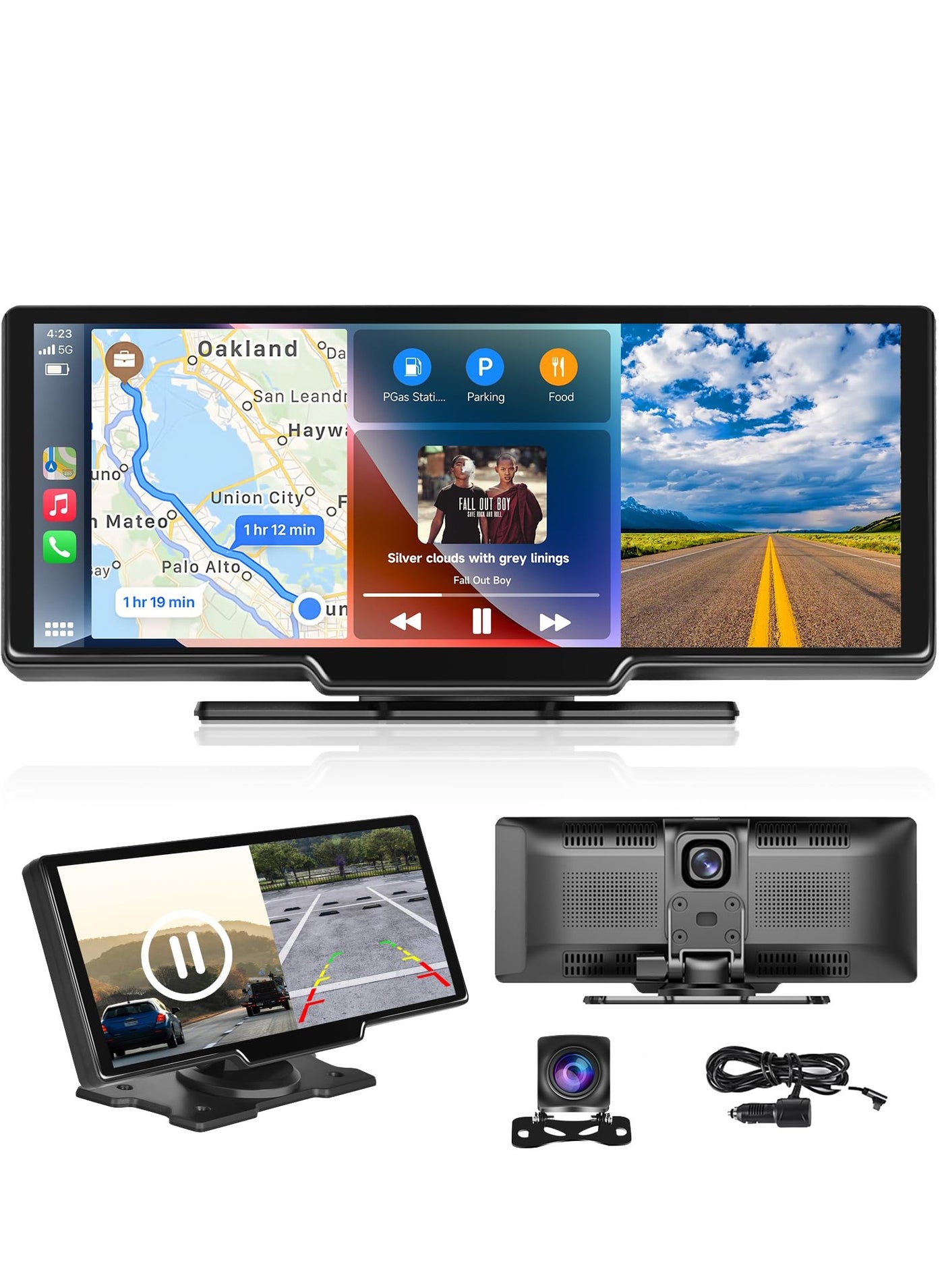 Compare 9.26 Wireless Car Stereo with Apple CarPlay, Dash Cam, and 1080P Backup Camera. Portable Touchscreen GPS, Bluetooth, AirPlay, AUXFM, Google, and Siri Integration for Your Vehicle. at KSA Price