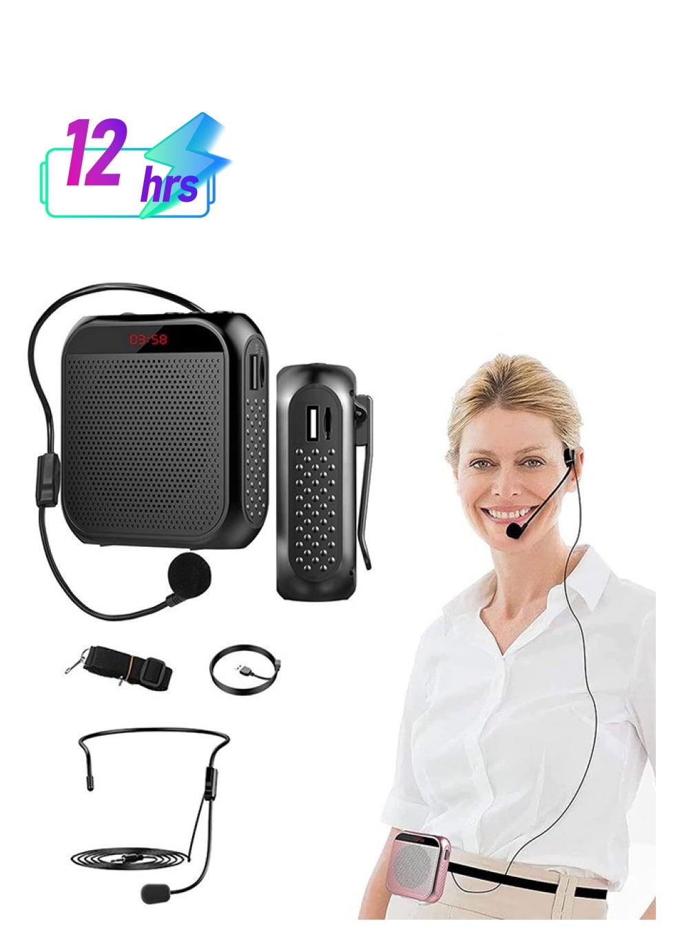 Compare Voice Amplifier with Wired Microphone Headset, Portable Rechargeable PA System Speaker Personal Microphone Speech Amplifier, Loudspeaker for Teachers, Tour GuidesCoaches MettingYogaFitnessBlack at KSA Price