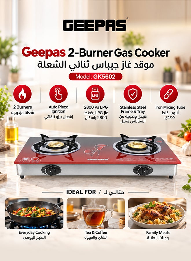 Double Burner Glass Top Gas Stove Stainless…