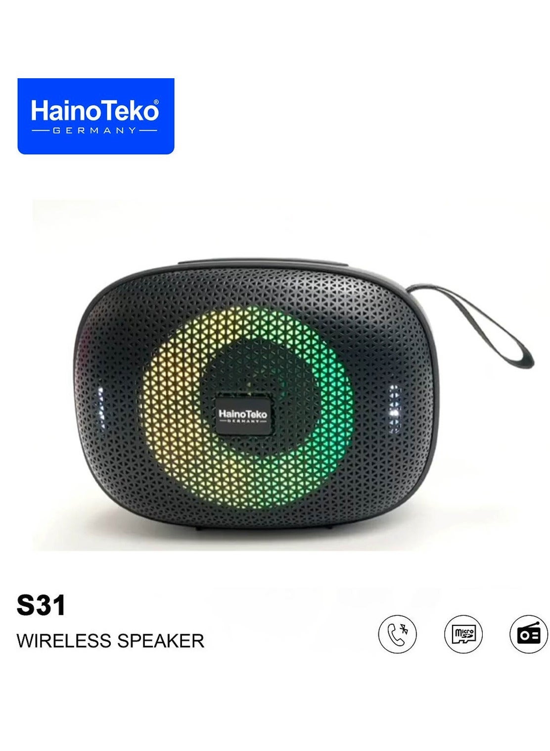 Compare Haino Teko Germany S31 Portable Wireless Bluetooth Speaker, Powerful Sound Output, Deep Bass Performance, Compact Design, Long Battery Life, Black at KSA Price