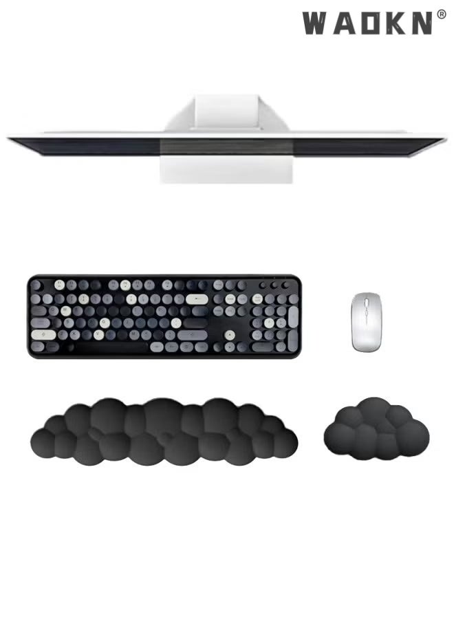 Compare Keyboard Cloud Wrist Rest Set, PU Memory Foam NonSlip Cloud Wrist Rest, Soft and Elastic, Ergonomic Keyboard Mouse Wrist Support for Typing Pain Relief, Home Office, Laptop and Computer Use Black at KSA Price