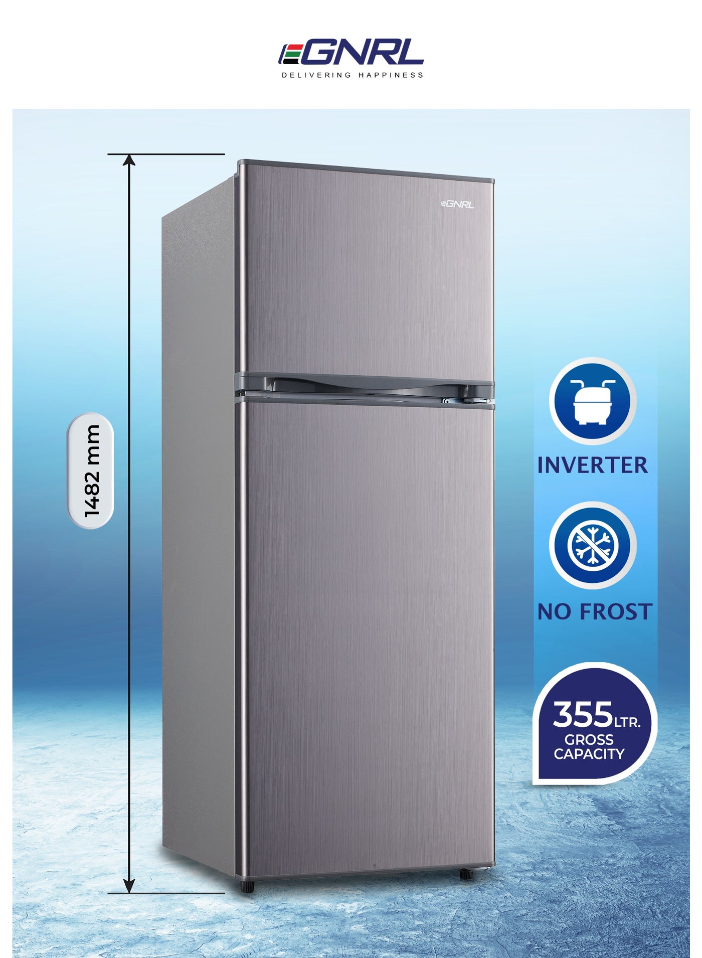 Compare 355L Gross186L Net Capacity, No Frost Double Door Refrigerator, EGR355S| Multi Air Flow, Energy Saving & Low Noise |Recessed Handle, R600A, Inside Condenser, Inox Dark Color, One Year Warranty 220.0 W EGR355S Inox Dark at KSA Price