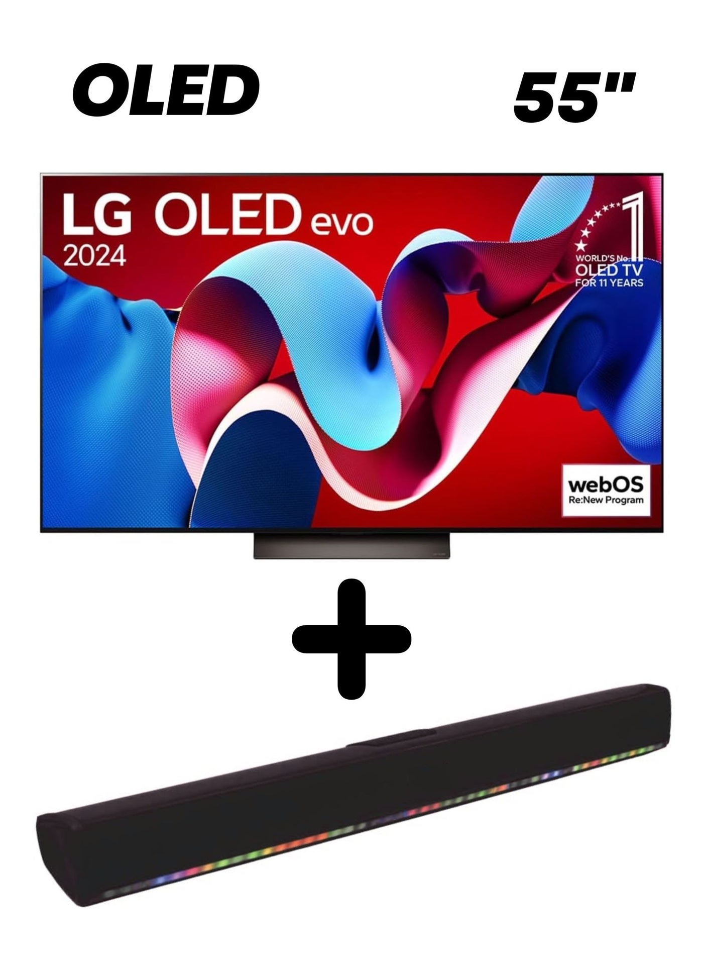 Compare 55Inch 4K OLED TV with 2.0 Channel Bluetooth Soundbar – LG OLED evo Display, ?9 Gen7 AI Processor 4K, 120Hz, Dolby Vision & Atmos, Smart webOS24 TV + 2.0 Ch 400 W Sound System Bundle  OLED55CS4VA+SOUNDBAR Black at KSA Price