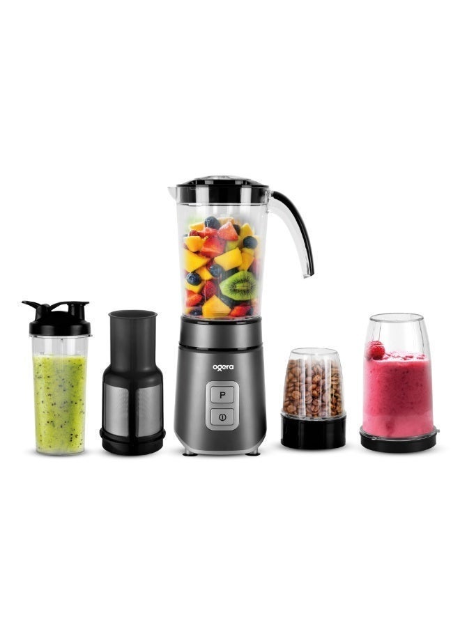 Compare 5‑in‑1 Smoothie Maker 500W | Personal Blender with Multiple Jars & Attachments | 100% Copper Motor | Pulse Function | Grinder & Juicer Blender | OG151SB | 2 Year Warranty at KSA Price