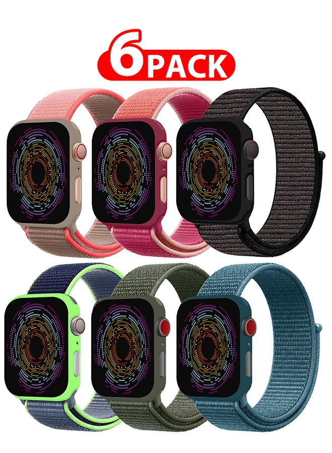 Compare 6 Pack Apple Watch Band 38Mm 40Mm 41Mm Sport Loop Nylon Band Quick Release Soft Fabric Nylon Adjustable Rugged Velcro Replacement Wristband Strap For Men Women Compatible With Series SE7654321 Multicolour12 at KSA Price