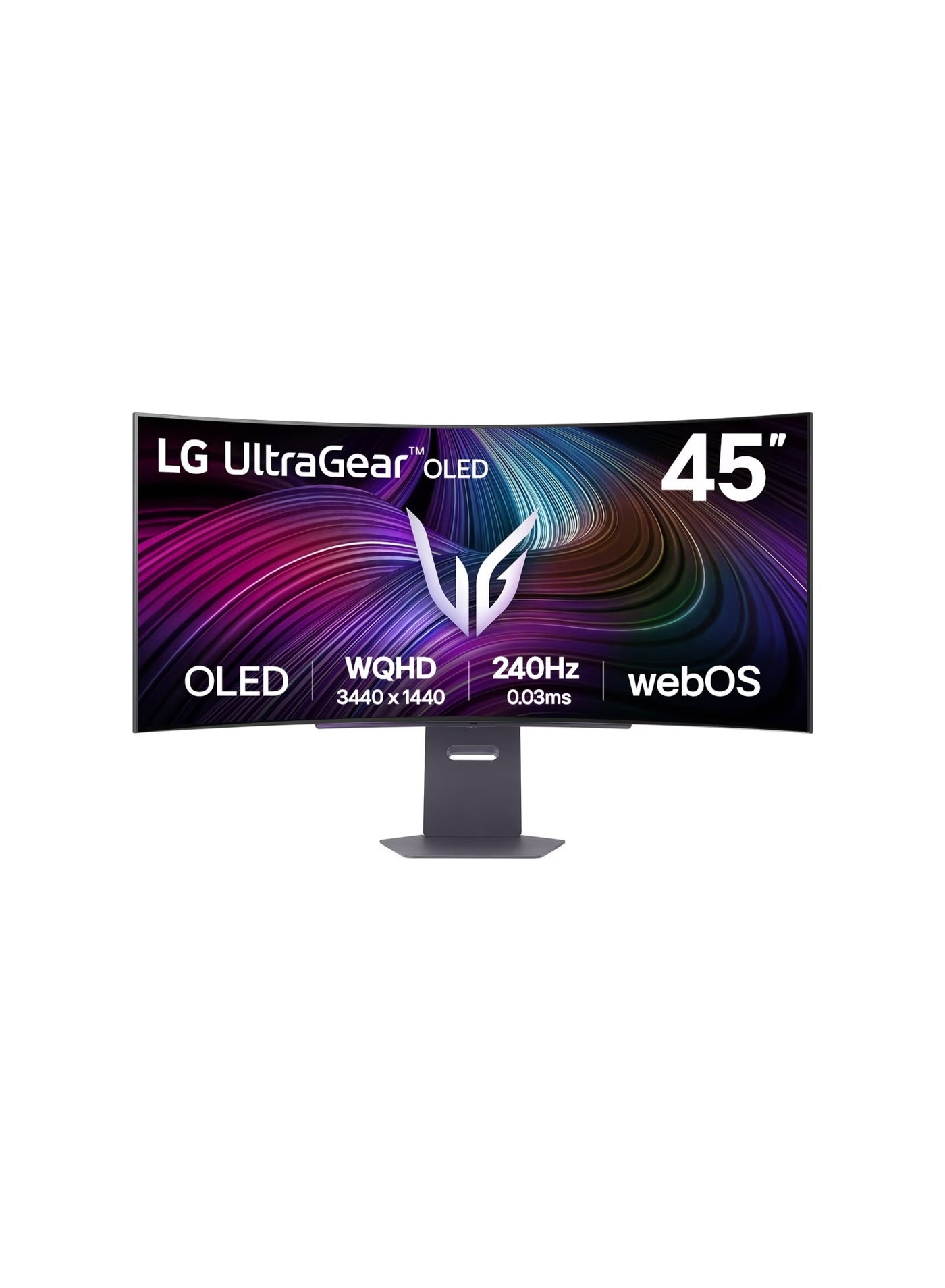 Compare 45 inch UltraGear Curved OLED Gaming Monitor, 3440x1440 WQHD, 240Hz, 0.03ms Response, HDR True Black 400, NVIDIA GSYNC & AMD FreeSync Premium, webOS Smart TV, HDMI 2.1, USBC PD 65W, DCIP3 98.5%, AI Picture & Sound | 45GX90SAB black at KSA Price