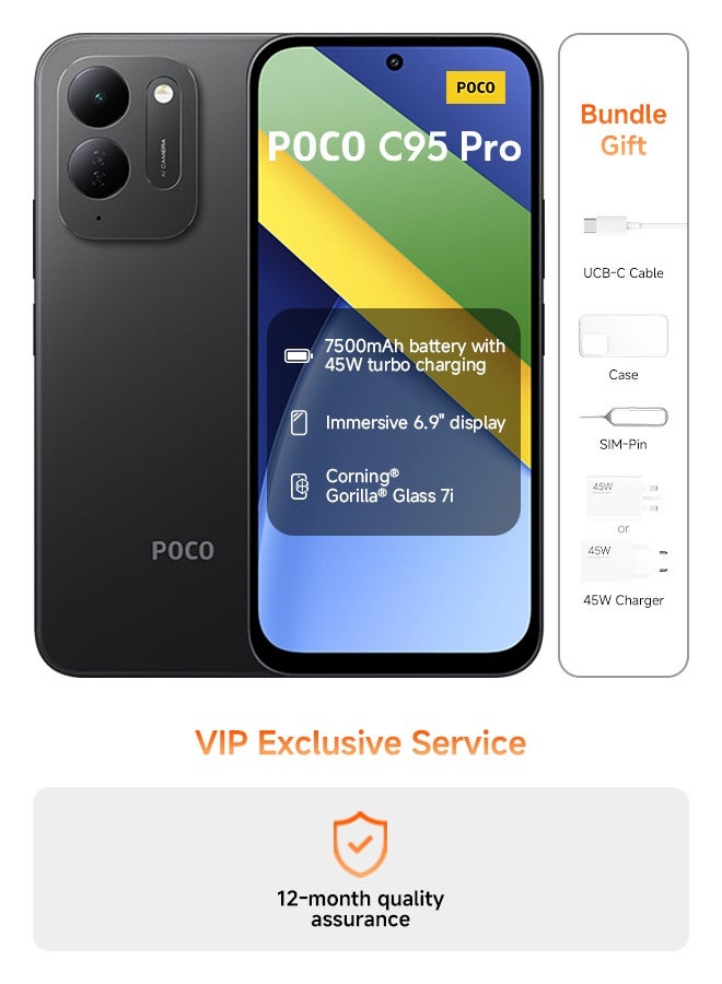 POCO C95 Pro Dual SIM 4G Black 8GB…