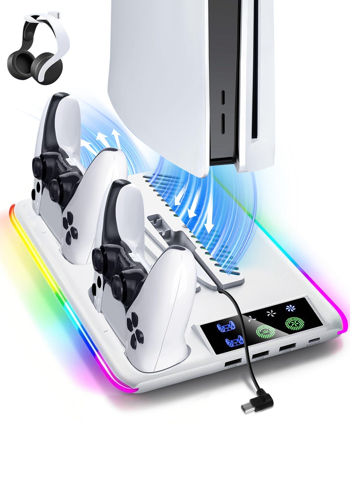 PS5 Stand and Cooling Station with Dual Controller…