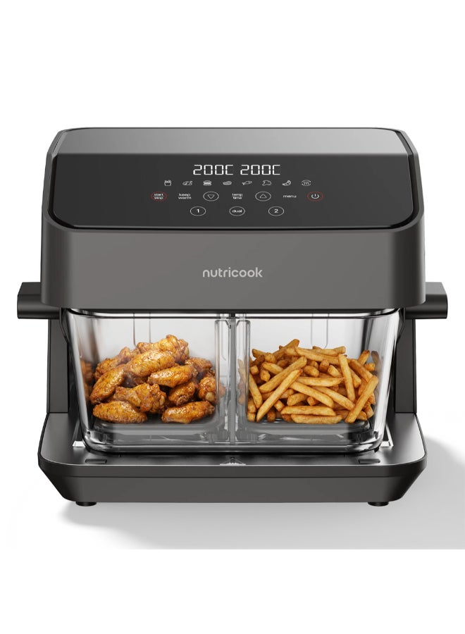 Compare Healthi Flex Glass Air Fryer | 7.6L Glass Air Fryer, 2200W, NonToxic Glass Pot, FlexZone Divider – 2 Foods, 2 Temps at Once, 8 Presets, 2 Years Warranty 7.6 L 2200 W AFH510 Black Clear at KSA Price