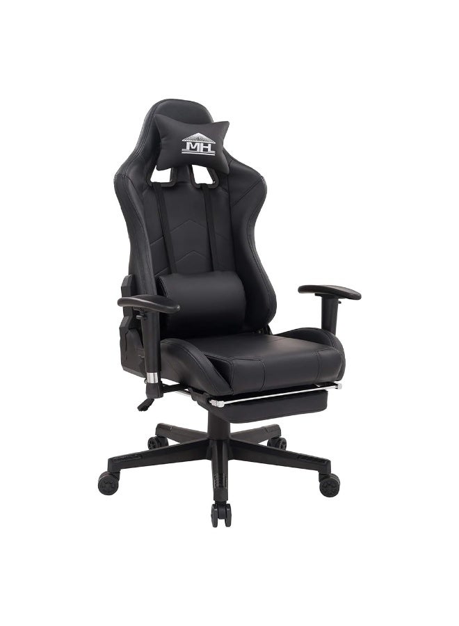 Compare Multi Home Furniture Black Gaming Chair – PU Leather Gaming Chair with Swivel Chair Wheels, Footrest, Adjustable Armrest, Lumbar Support & Back Support – Ergonomic Chair for Home and Best Gaming Chair at KSA Price