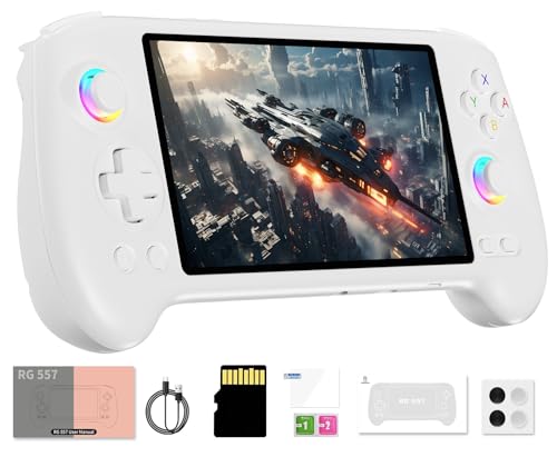 Compare RG557 Retro Handheld Game Console , 5.48 Inch AMOLED Screen Handheld Emulator Android 14 System Dimensity 8300 Processor Support WiFi 6E Bluetooth 5.3White at KSA Price