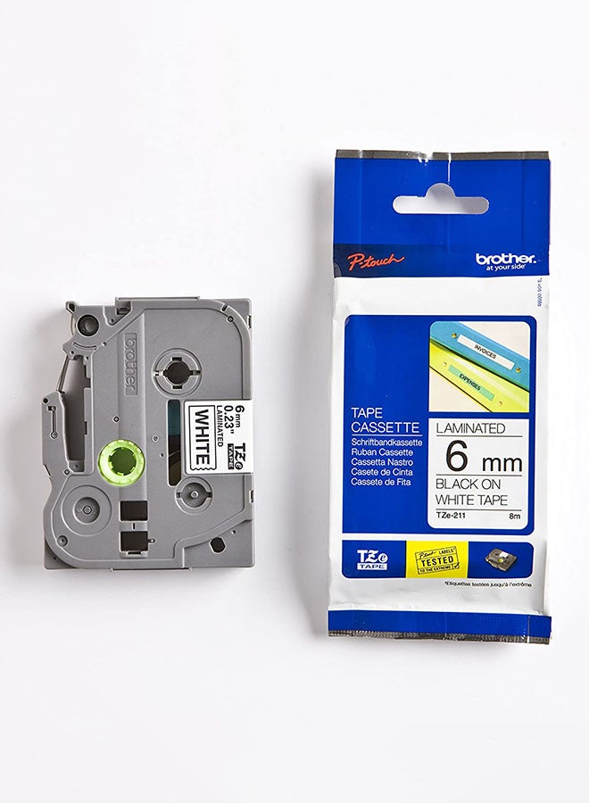 Compare Laminated Tape Black On White 6mm TZEe211 BlackWhite at KSA Price