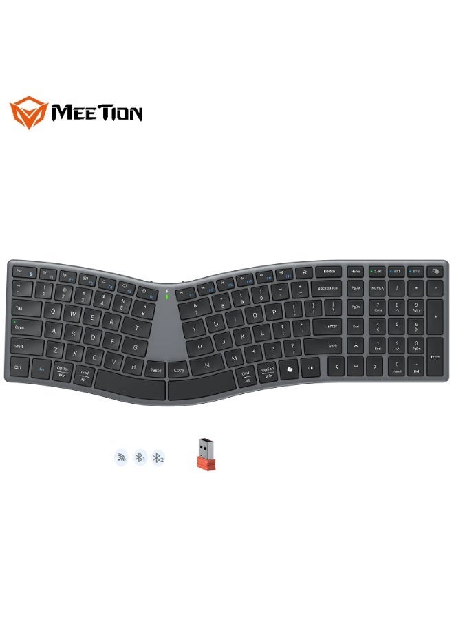 Compare MEETION SCurve Ergonomic Split Keyboard DirectorQ Ergonomics Sshaped Split Design LowProfile Fullsize Keyboard 2.4G Wireless & Dual Bluetooth Long Lasing Rechargeable Battery at KSA Price