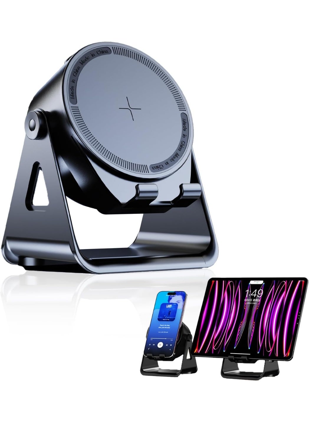 Compare Wireless Inductive Bluetooth Speaker, 4in1 RGB Lighting 360 Degree Rotating Phone Holder, Extra Long Standby Time, Support iOS and Android, Home Office, Birthday Gift at KSA Price
