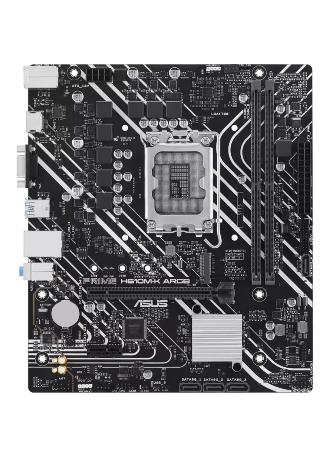 Compare Prime H610MK ARGB microATX Motherboard DDR5 Support LGA 1700, PCIe 4.0, M.2 Slot, Realtek 1Gb Ethernet, 1*HDMI, 1*VGA,USB 3.2 Gen 1, 4*SATA 6Gbs ports, Aura Sync,  5X Protection III | 90MB1G90M0EAY0 Black at KSA Price
